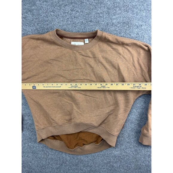 Wanakome Pullover Sweatshirt Women's Large Brown Fleece Cropped Long Sleeve Crew - Picture 5 of 7